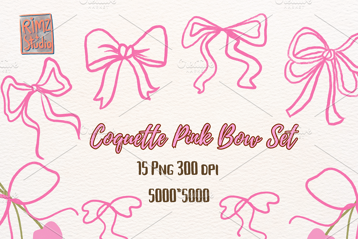 Coquette pink bow hand drawn png, an Object Illustration by RimzStudio (Photo 1 of 4)