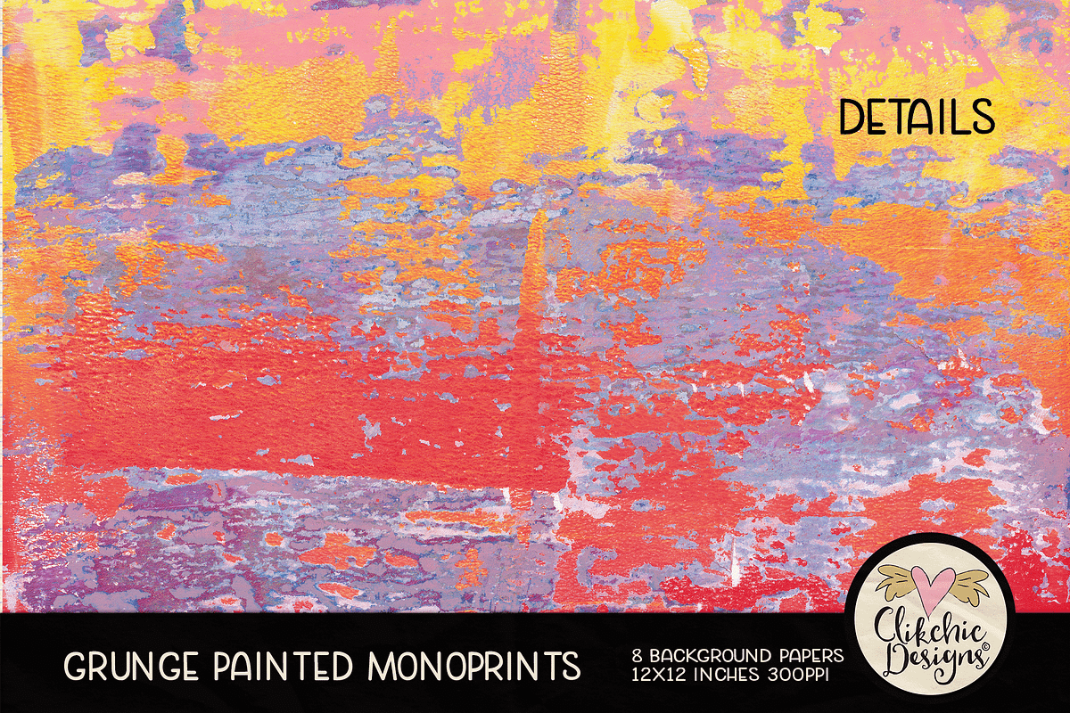 Grunge Painted Monoprint Backgrounds, a Texture Graphic by Clikchic Designs (Photo 3 of 5)