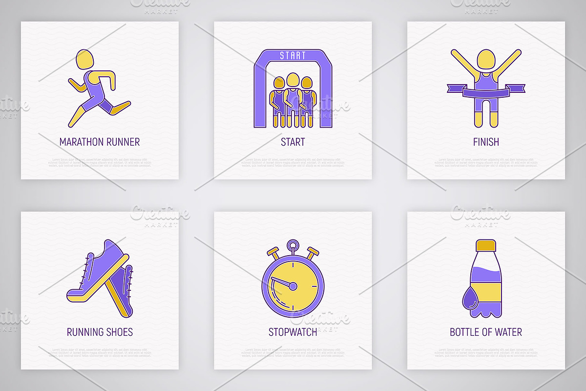 Marathon | 16 Thin Line Icons Set, an Outline Icon by Alex Blogoodf (Photo 5 of 11)