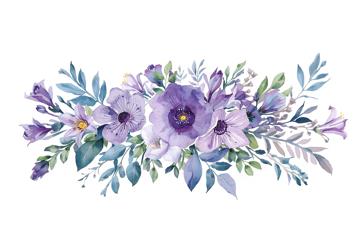 Elegant Purple Floral Set, an Illustration by balal (Photo 7 of 11)