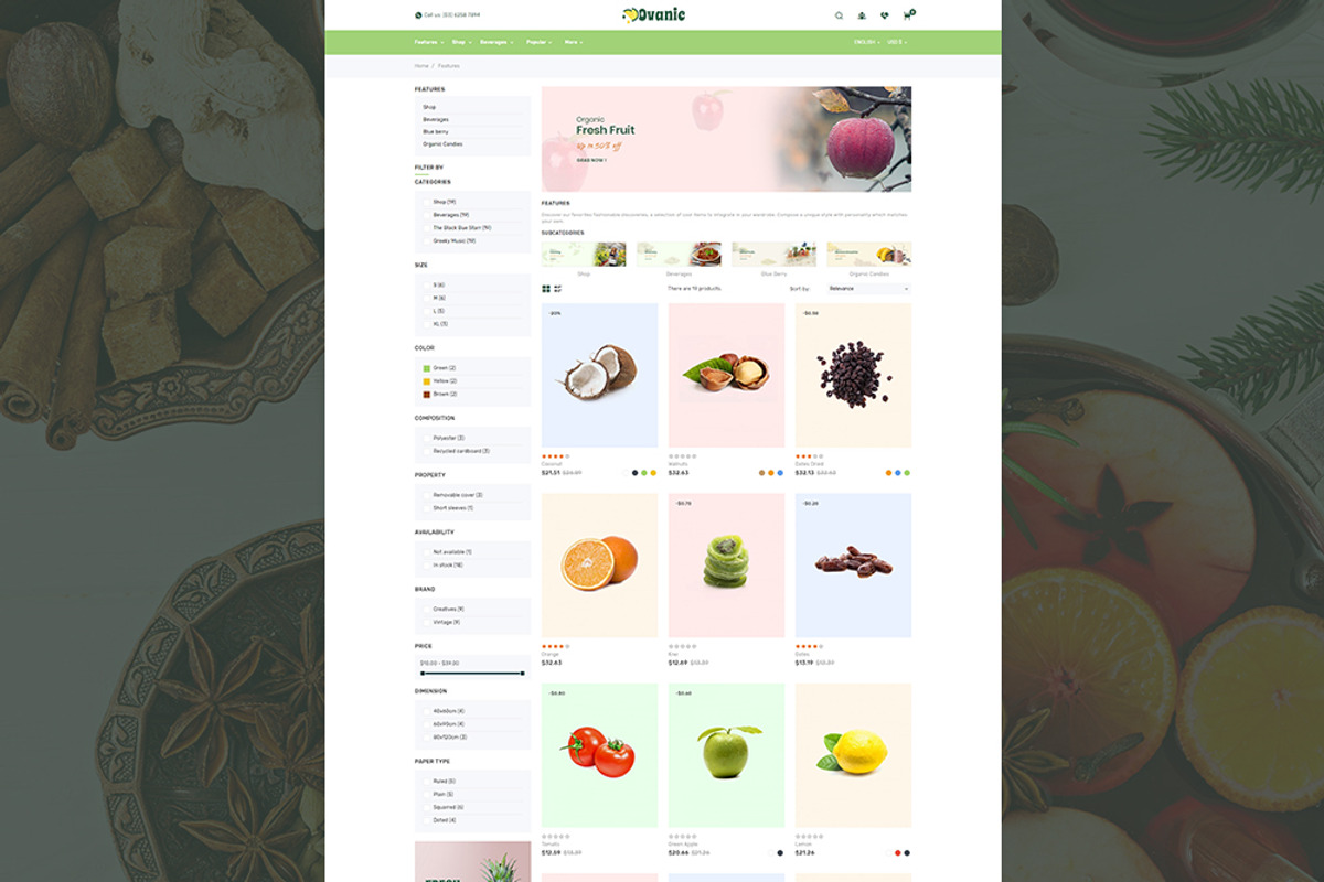 Ovanic - Organic & Food PrestaShop, a Bootstrap Template by Pichforest Studio (Photo 3 of 14)