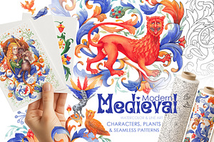 Medieval watercolor collection