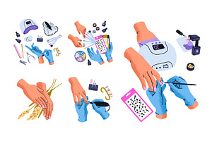 Female manicure, beauty tools set, an Illustration by PaperTrident