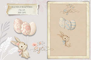 Cute Baby Bunny Easter Clipart, an Animal Illustration by AlenaVlasko stock Market