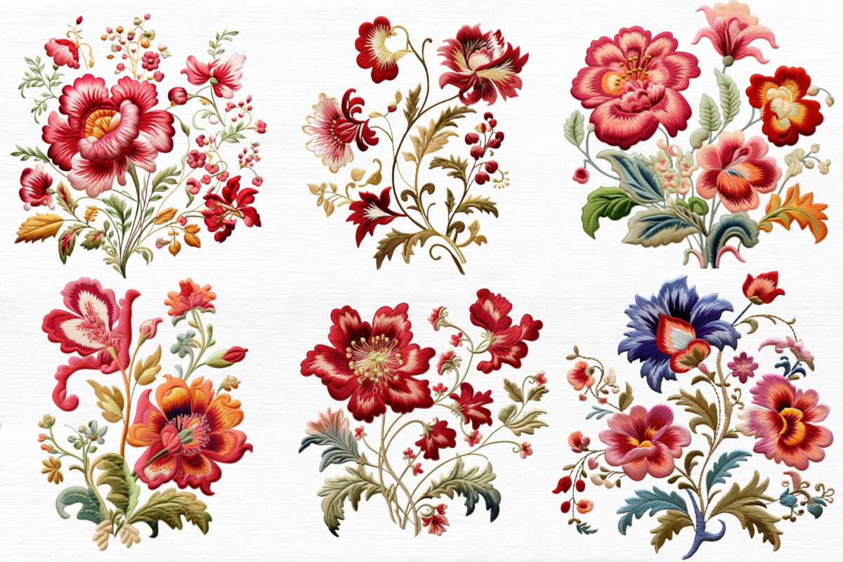 Embroidery Jacobean Flower Clipart, an Object Graphic by Regulrcrative (Photo 2 of 6)