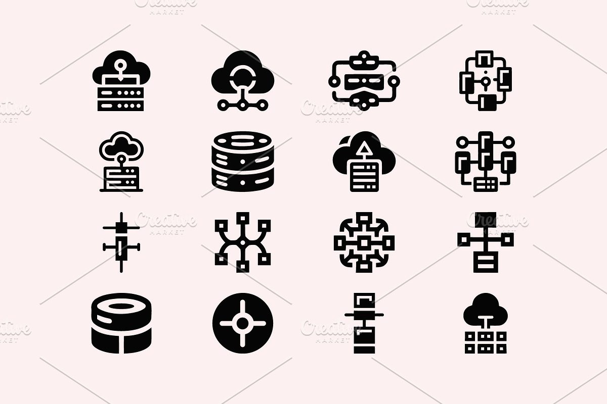 Tech Cloud Data Server Icons Bundle, a Solid Icon by Vectorium Studio (Photo 2 of 24)