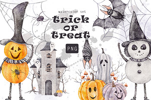 Spooky Halloween watercolor clipart