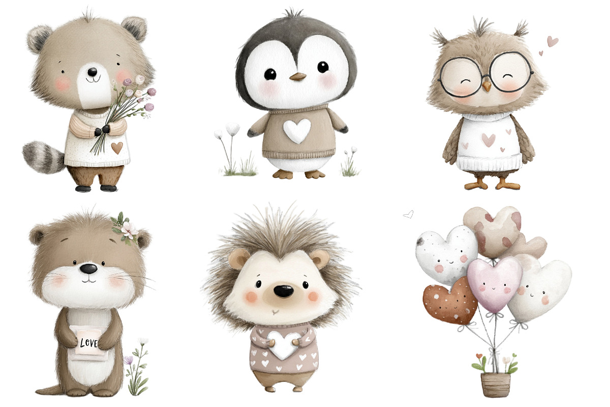 Woodland Valentines Animals, an Illustration by Designworld (Photo 2 of 6)