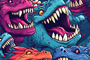 12 Seamless scary dinosaurs digital, a Pattern Graphic by ZaaxPrintables (Thumbnail 4 of 7)