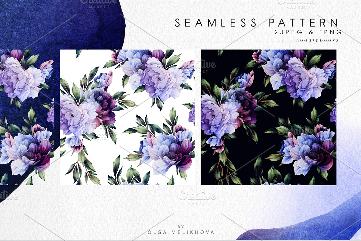 Cold flowers, Watercolor peonies, a Texture Graphic by ollalya (Photo 13 of 16)