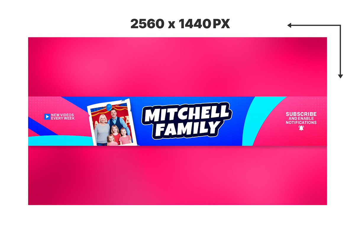 Vlogger Family YouTube banner, a Social Media Template by Vaughn Studios (Photo 2 of 5)