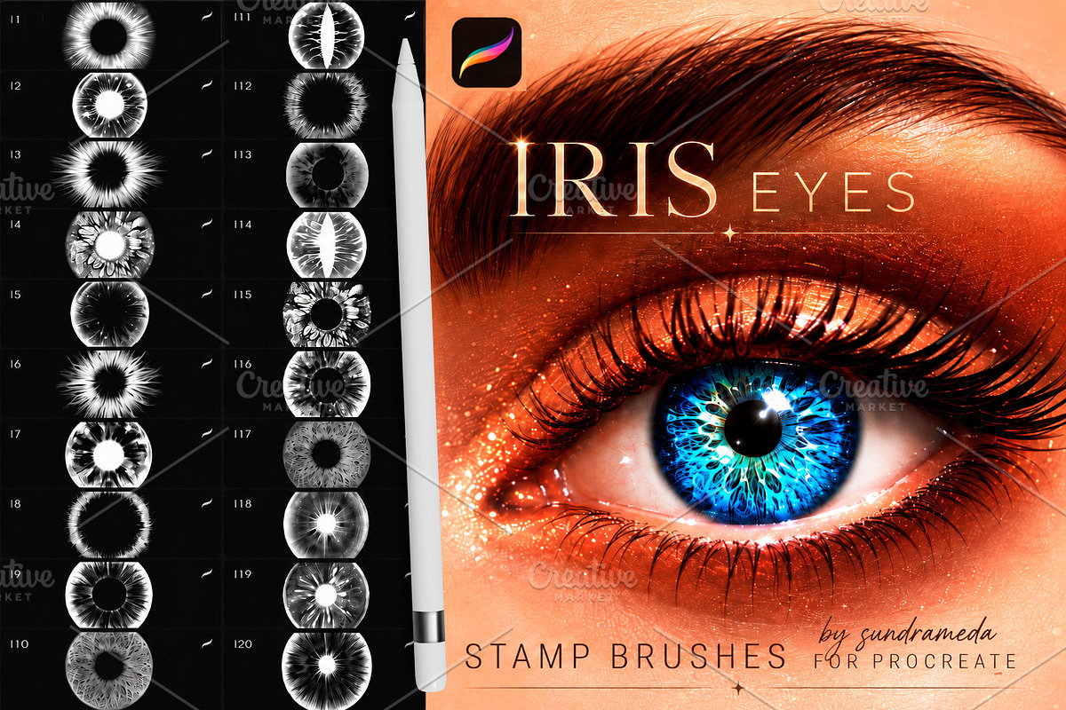 Iris Eye Stamp Brushes for Procreate, a Brush Add-On by sundrameda (Photo 1 of 5)