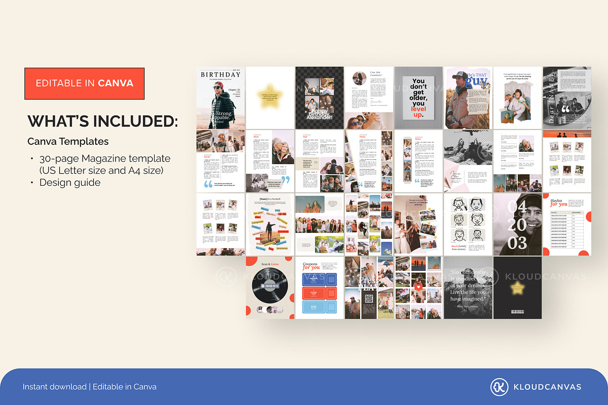 Custom Birthday Magazine Template, a Magazine Template by KloudCanvas (Photo 2 of 6)
