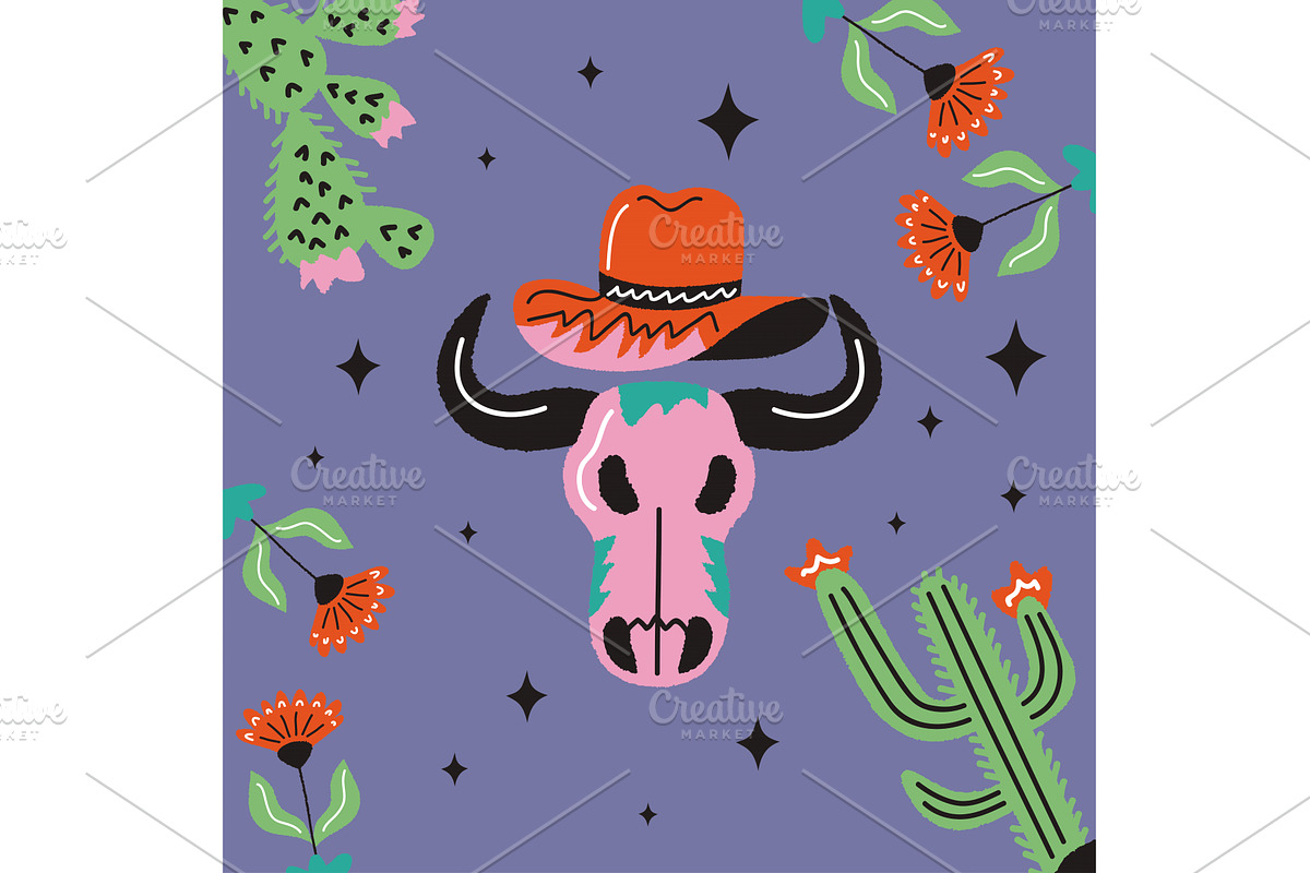 five wild west doodle icons, an Object Illustration by studiogstock
