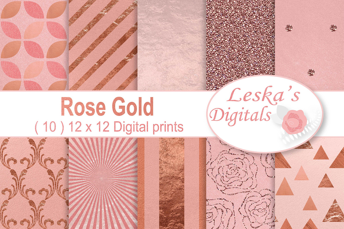 Rose Gold Digital Paper, a Texture Graphic by Leska's Digitals (Photo 1 of 7)