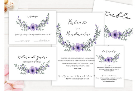 Modern Lavender Wedding Invitation