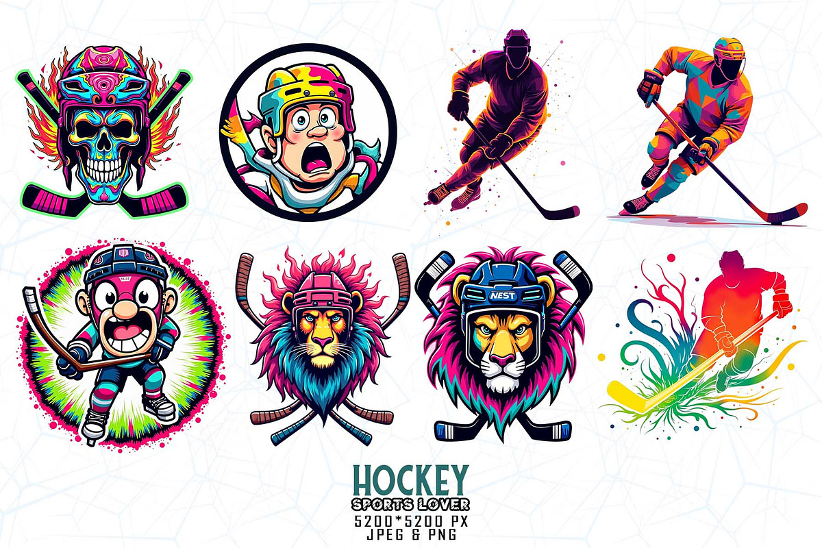 100 Retro Vintage Hockey Skull PNG, an Illustration by Sofia's Fashion (Photo 11 of 11)