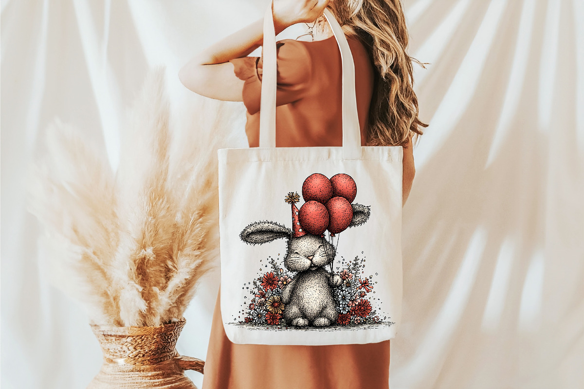 Watercolor Birthday Bunny Clipart, a Seasonal Illustration by designcity5 (Photo 5 of 5)