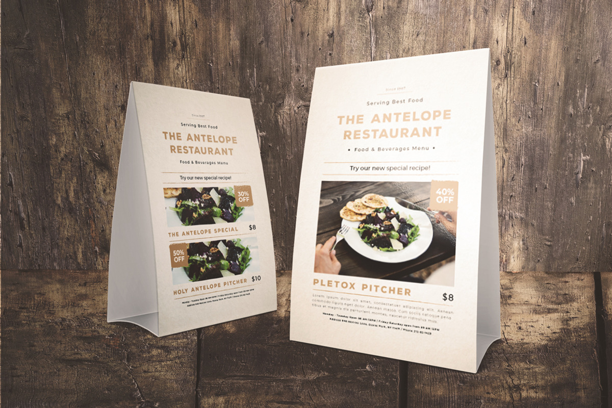 Classic Restaurant Table Tent, a Flyer Template by The Good Store