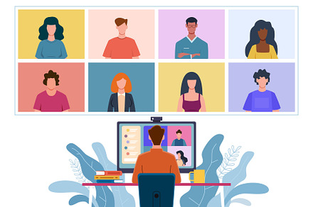 Virtual meeting. Collective home, an Education Illustration by YummyBuum