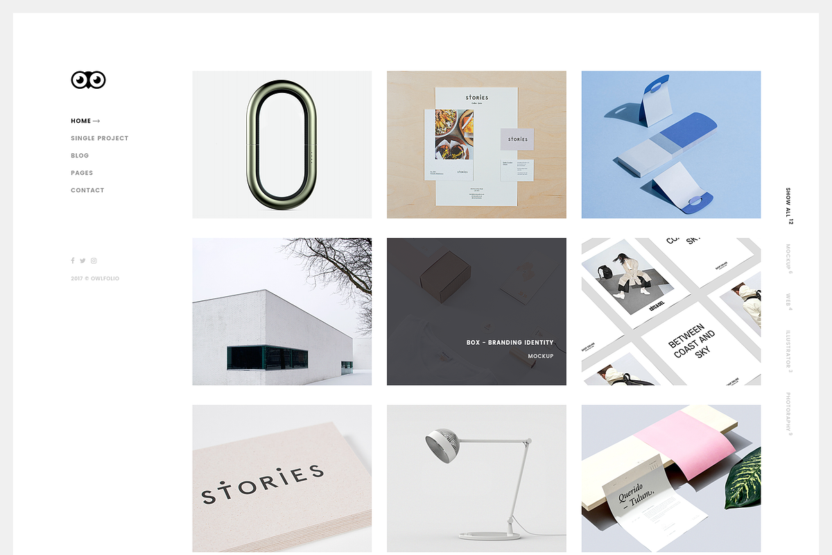 Owlfolio Minimal Portfolio Template, a Websites & App Template by bigpsfan's SHOP (Photo 2 of 16)
