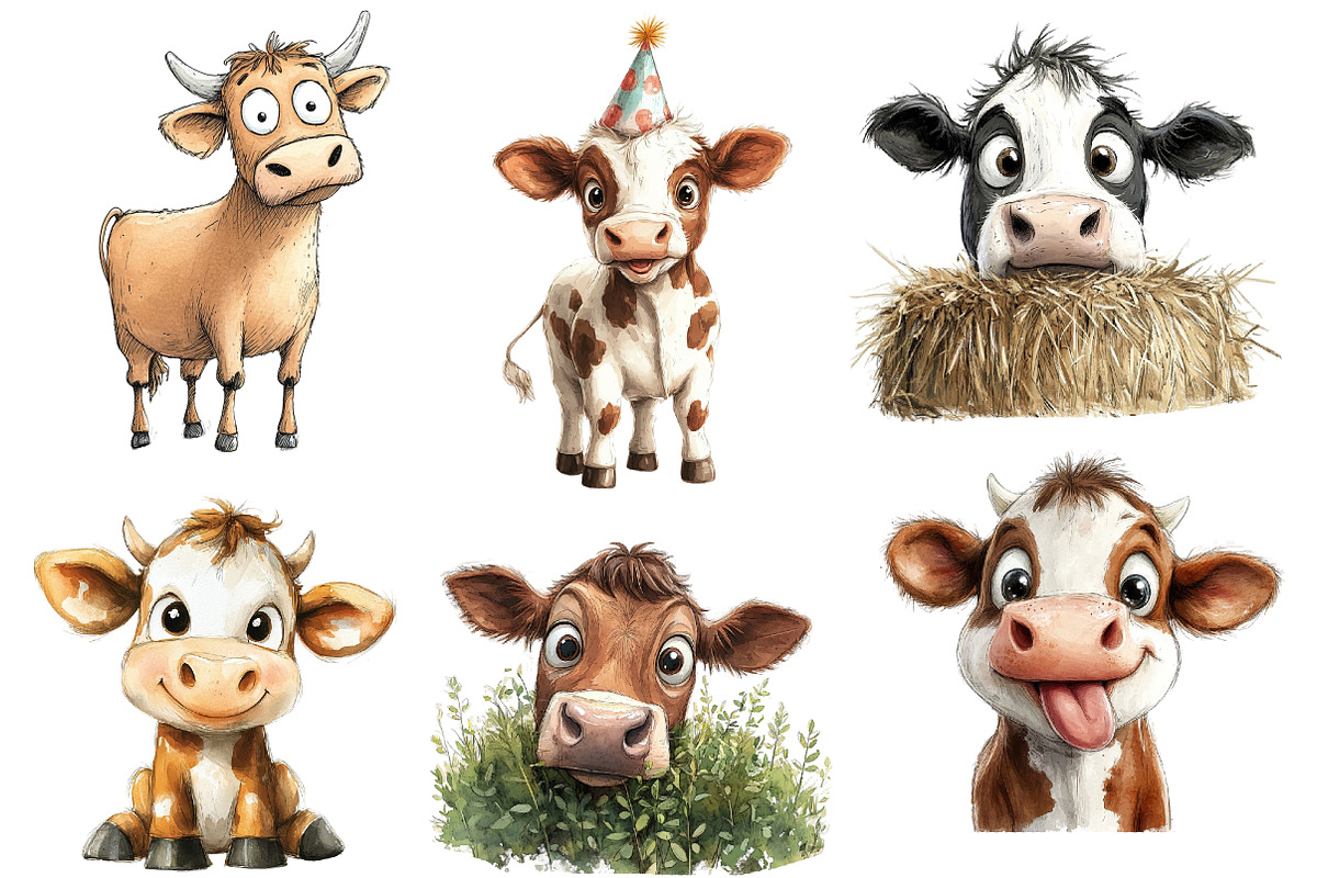 Funny Sketch Quirky Cows Clipart, an Illustration by Designworld (Photo 4 of 5)