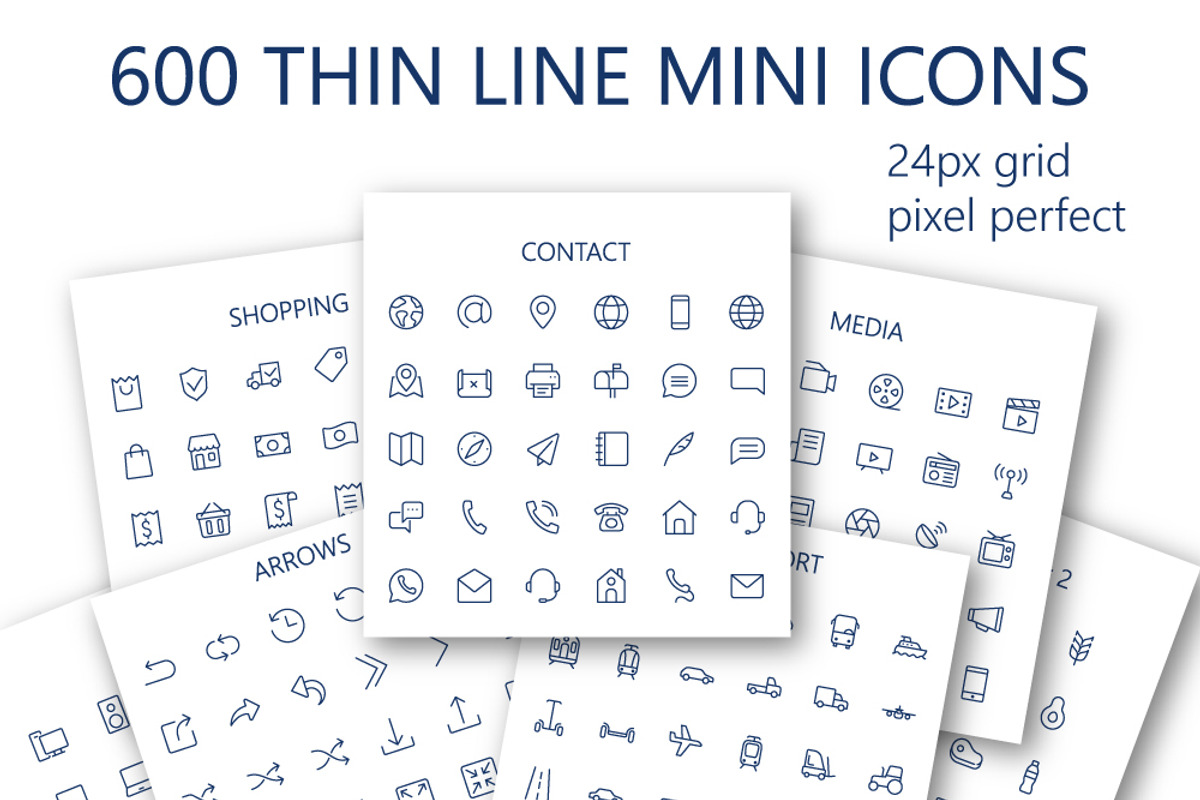 600 vector thin line mini icons set., an Outline Icon by Dacian Galea (Photo 1 of 4)