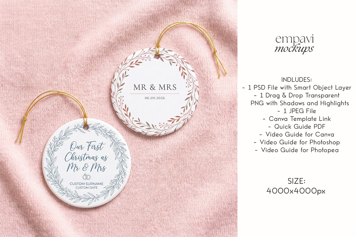 Round Ornament Mockup Set of 2, a Household Mockup by EmpaviMockups (Photo 5 of 5)