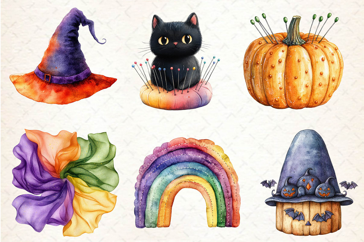 Groovy Halloween Sewing Clipart, an Illustration by Dream Creation (Photo 3 of 7)