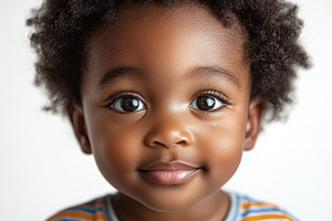Closeup portrait of adorable toddler with big eyes and curly hai, a Person Photo by José Manuel Gelpi