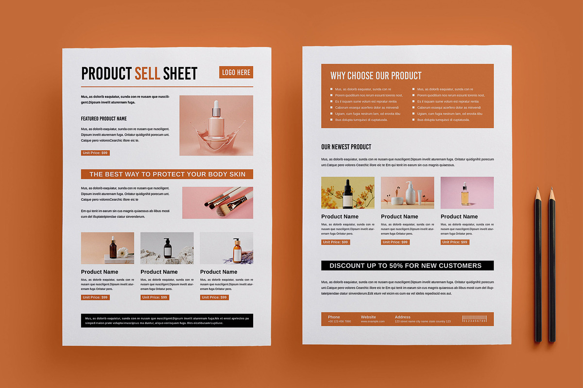 Product Sell Sheet Layout Template, a Flyer Template by MightyDesign (Photo 1 of 8)
