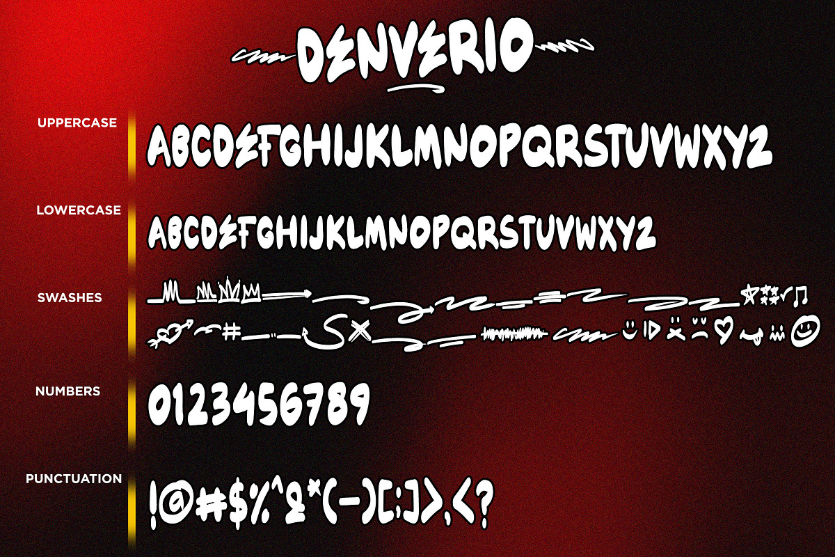 Denverio – Graffiti Font & Swashes, a Sans Serif Font by Dm Studio (Photo 9 of 9)