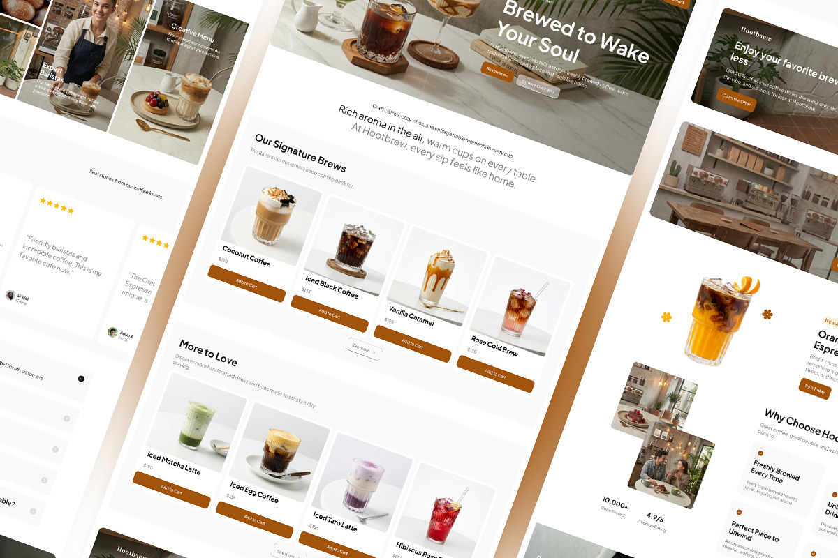 Hootbrew - Cafe Website Landing Page, a Landing Page Template by Font Kingdom (Photo 5 of 5)