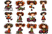 Retro Pop Girls Clipart Bundle, a Graphic by CitraGraphics (Thumbnail 2 of 4)
