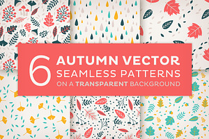 6 Autumn vector seamless patterns