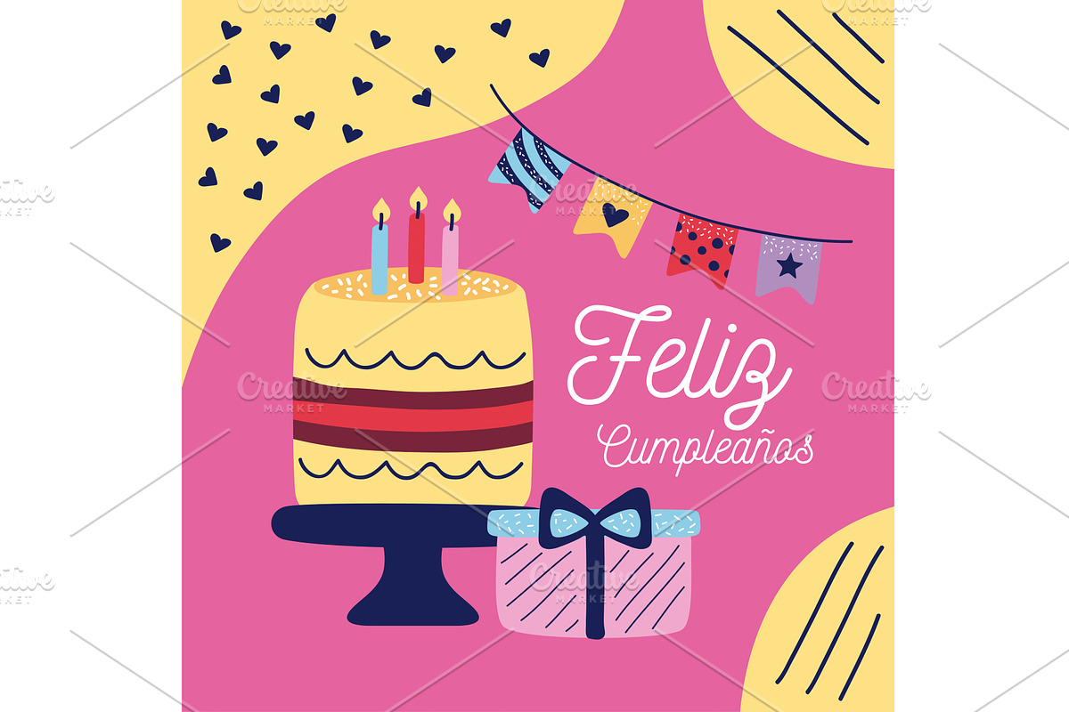 happy birthday postcard, an Illustration by studiogstock