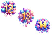 Happy Birthday Balloon Numbers, an Illustration by Designworld (Thumbnail 2 of 5)