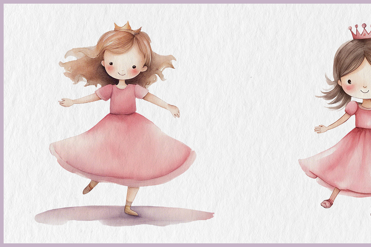 Little Pink Princess Watercolor Art, a Decorative Illustration by Digital Dreamscaping (Photo 8 of 9)