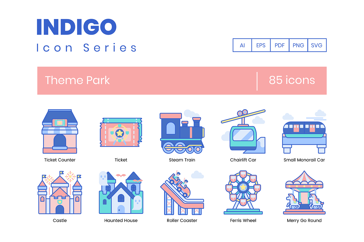 85 Theme Park Icons | Indigo Series, an Icon by Flat Icons