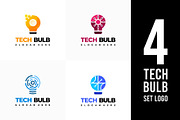 Set of Modern Tech Bulb logo designs, a Branding & Logo Template by Lucky Creative (Thumbnail 1 of 5)
