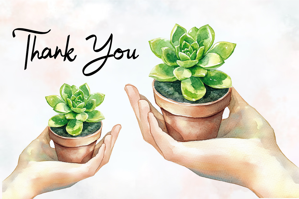Succulent Watercolor Cliparts, an Illustration by RobertsArt (Photo 5 of 7)