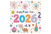 Happy New Year 2026 Celebration, a Seasonal Illustration by Creative design (Thumbnail 6 of 7)