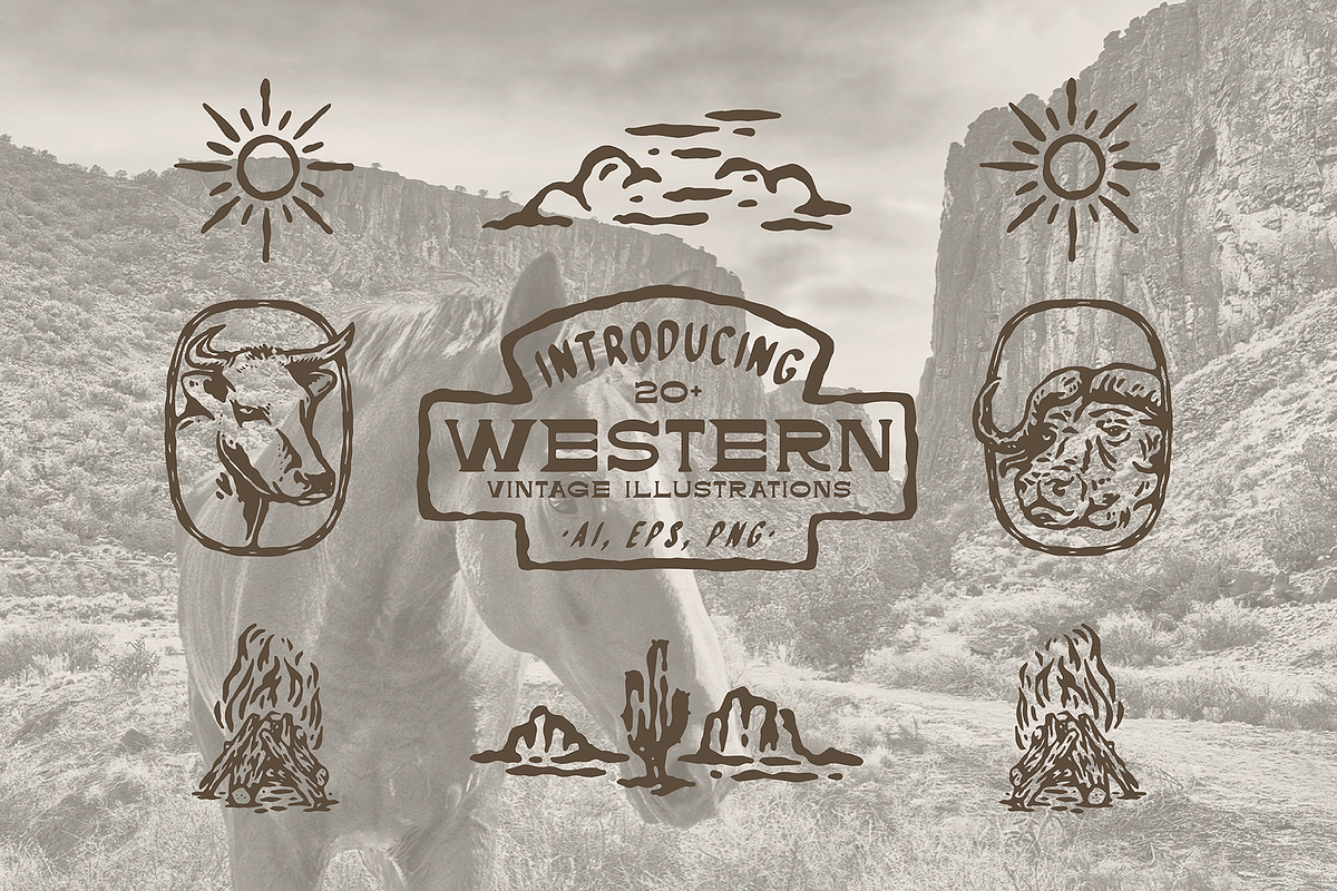 Western Vintage Illustrations, an Object Illustration by Skewed Studio (Photo 1 of 4)