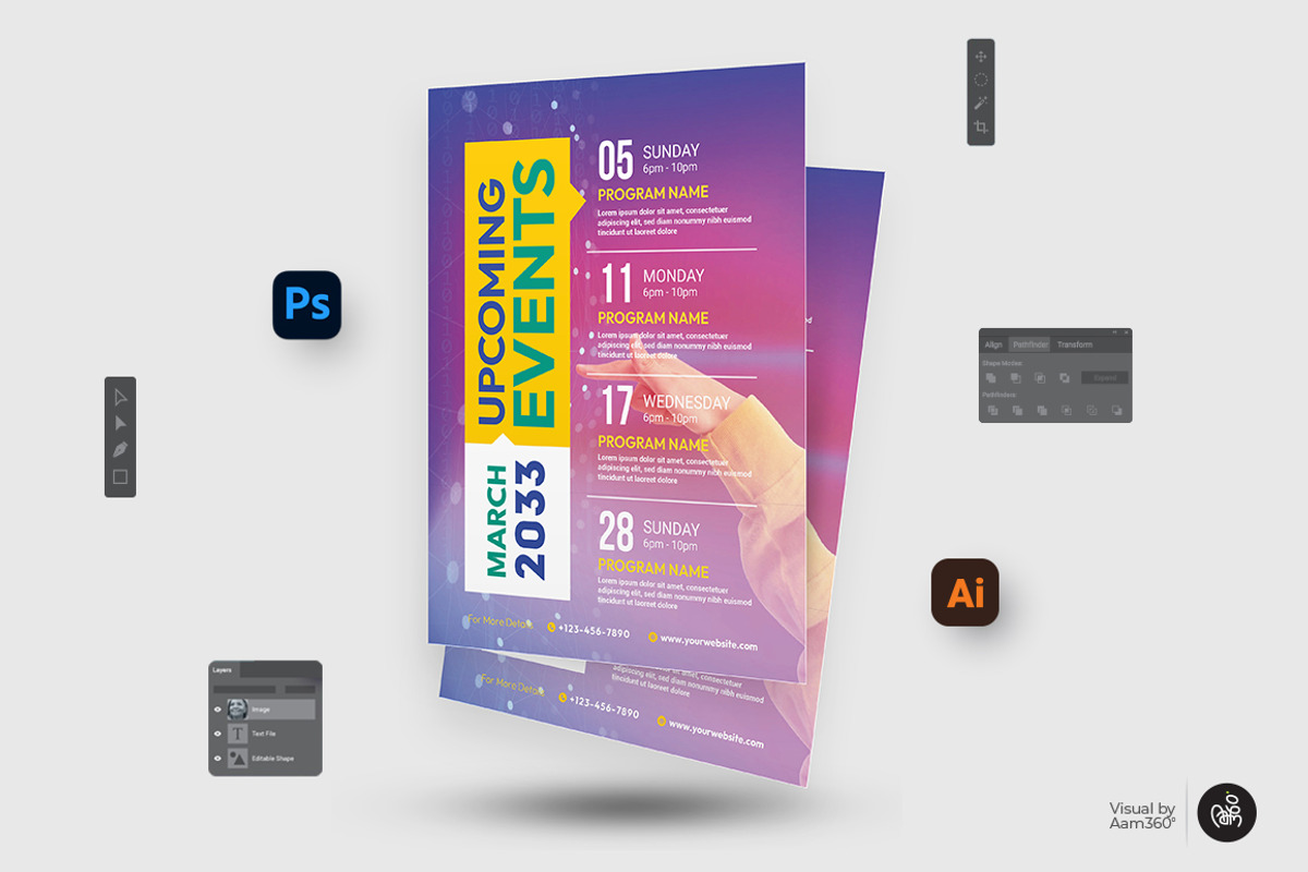Events Schedule Flyer Template, a Flyer Template by Aam360