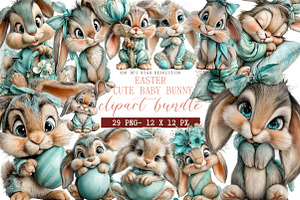 Watercolor Easter Cute Baby Bunny, an Illustration by DreamArtGraphic