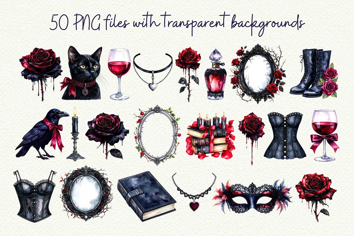 Dark Romance Clipart, an Object Graphic by Anna Design Studio (Photo 2 of 9)