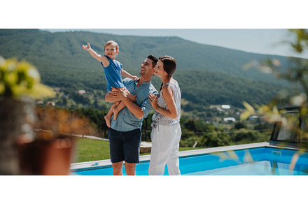 Joyful family moment in backyard, a Nature Photo by HalfPoint
