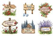 Summer Wooden Sign Board Clipart, an Illustration by CreationArt (Thumbnail 3 of 5)