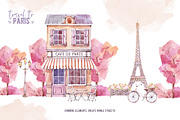 Travel to Paris. Watercolor Clipart, a Decorative Illustration by VerAna (Thumbnail 6 of 11)