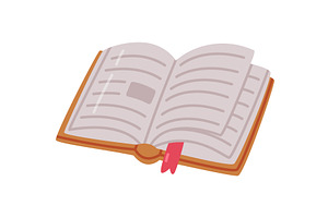 Opened book with bookmark. School, an Education Illustration by TopVectors